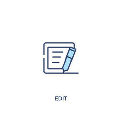 edit concept 2 colored icon. simple line element illustration. outline blue edit symbol. can be used for web and mobile ui/ux.