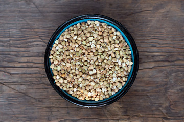 Useful whole grain dietary grits for food full of vitamins and minerals buckwheat green