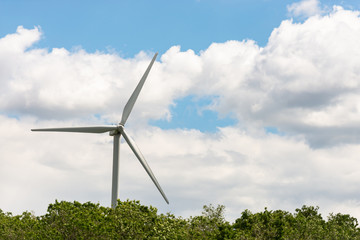 Alternative energy source. Windmill against the sky. Wind turbine in Austria.