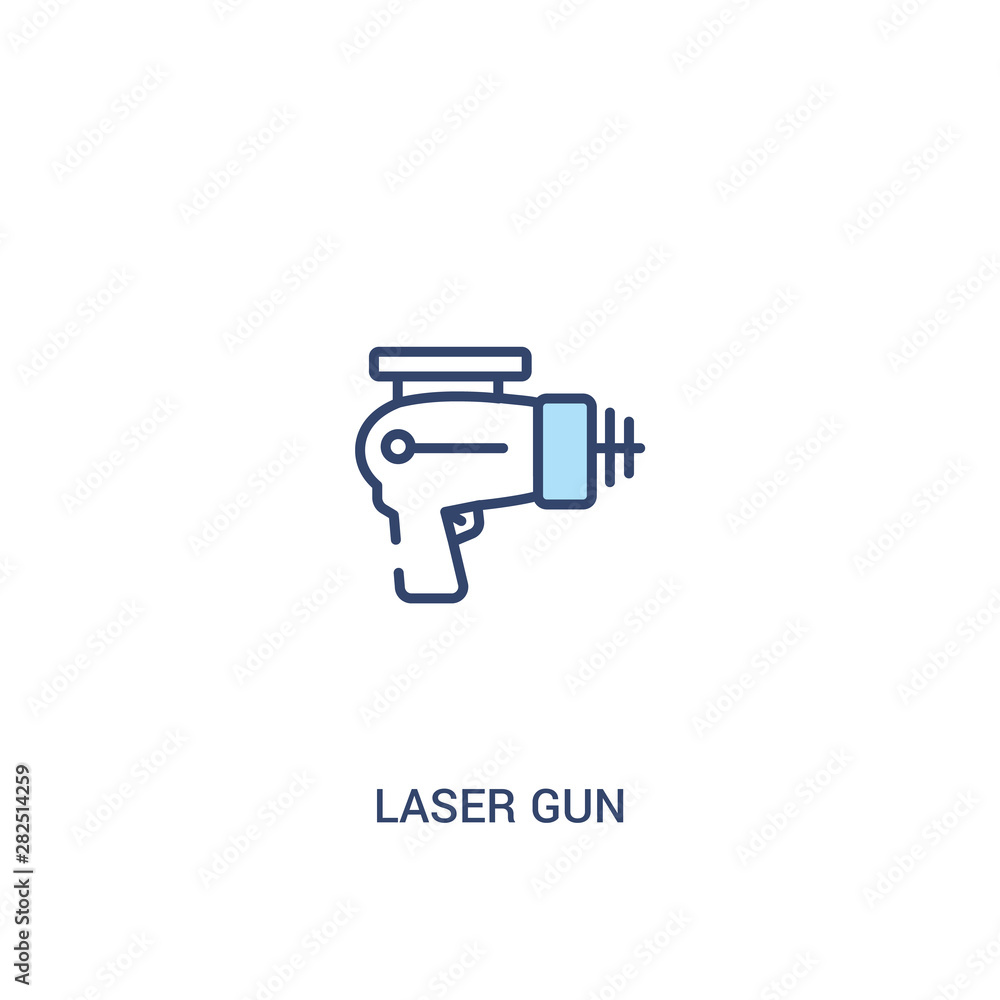 Poster laser gun concept 2 colored icon. simple line element illustration. outline blue laser gun symbol. c