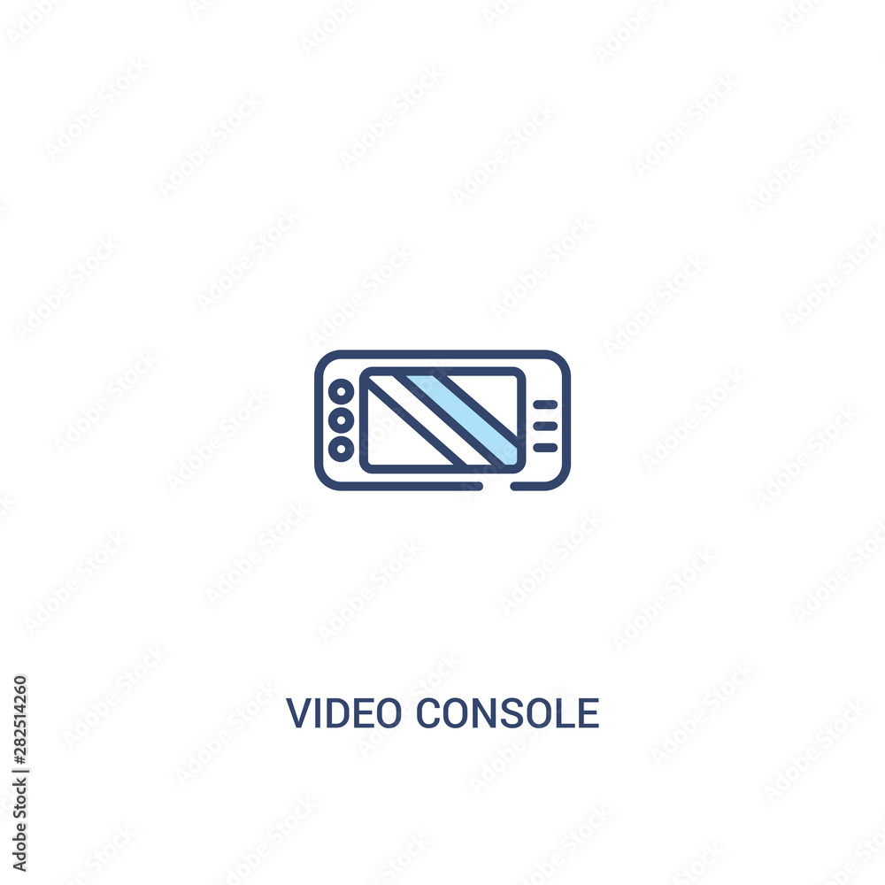 Poster video console concept 2 colored icon. simple line element illustration. outline blue video console s