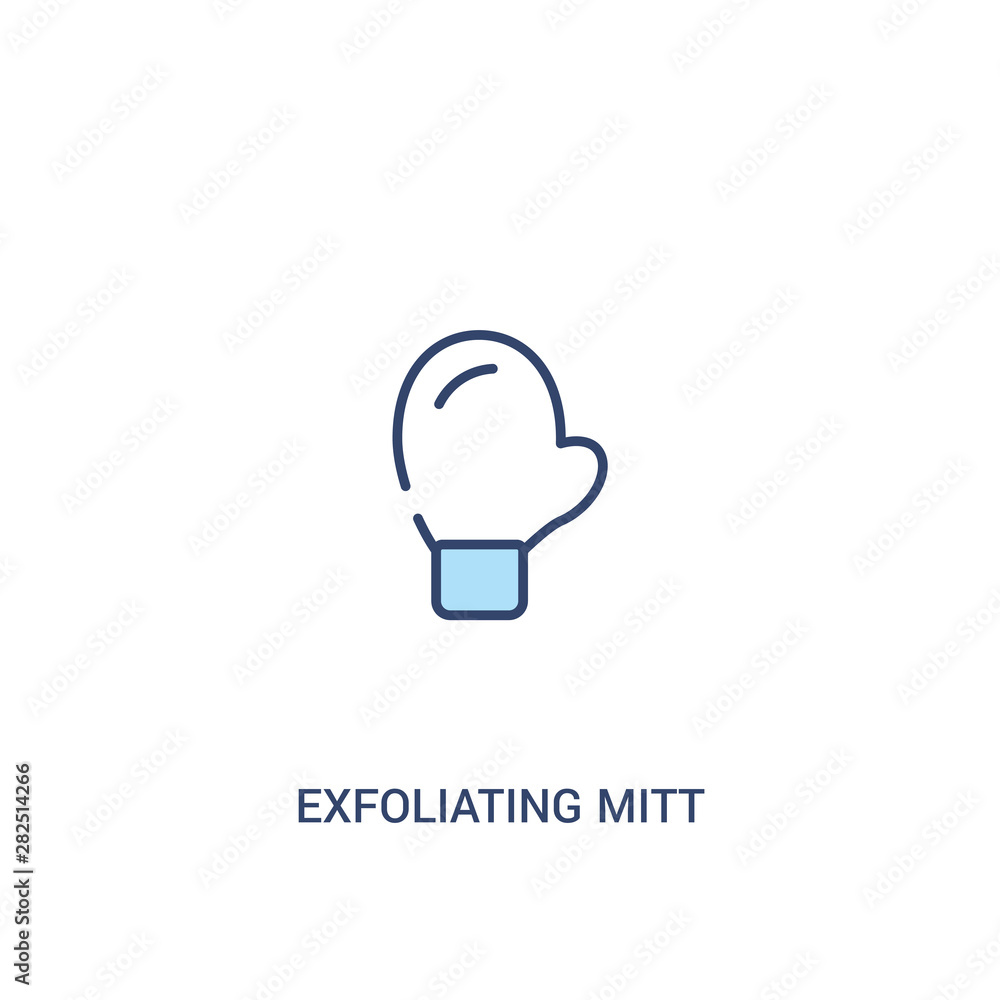 Poster exfoliating mitt concept 2 colored icon. simple line element illustration. outline blue exfoliating 