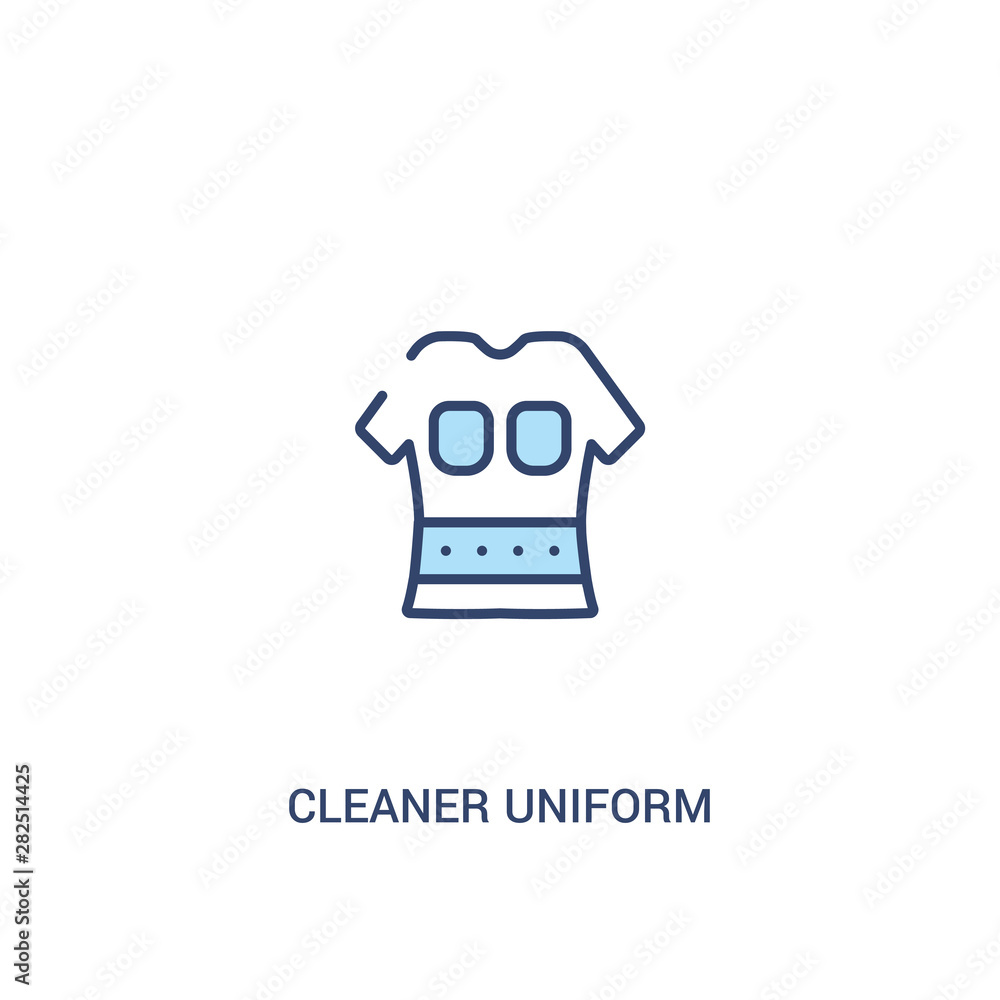 Poster cleaner uniform concept 2 colored icon. simple line element illustration. outline blue cleaner unifo