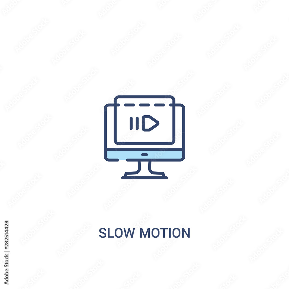 Poster slow motion concept 2 colored icon. simple line element illustration. outline blue slow motion symbo