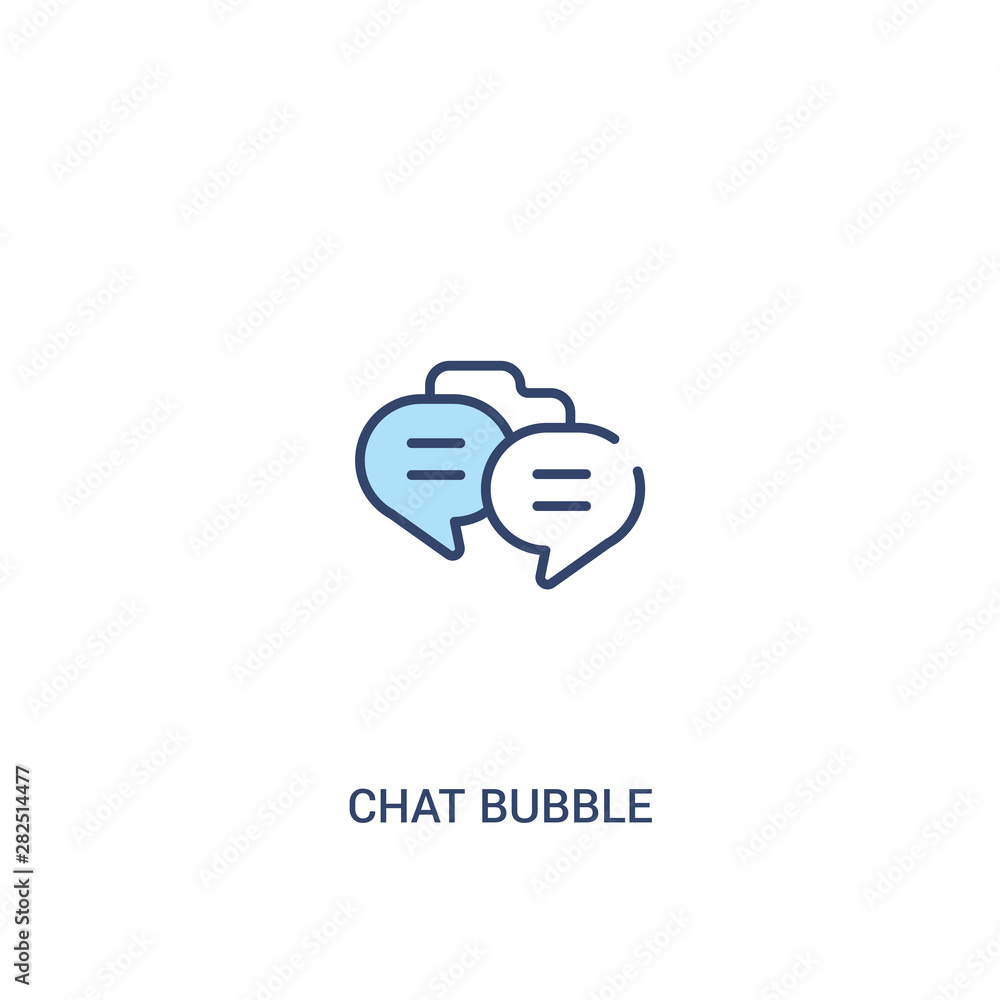 Poster chat bubble concept 2 colored icon. simple line element illustration. outline blue chat bubble symbo