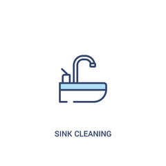 sink cleaning concept 2 colored icon. simple line element illustration. outline blue sink cleaning symbol. can be used for web and mobile ui/ux.
