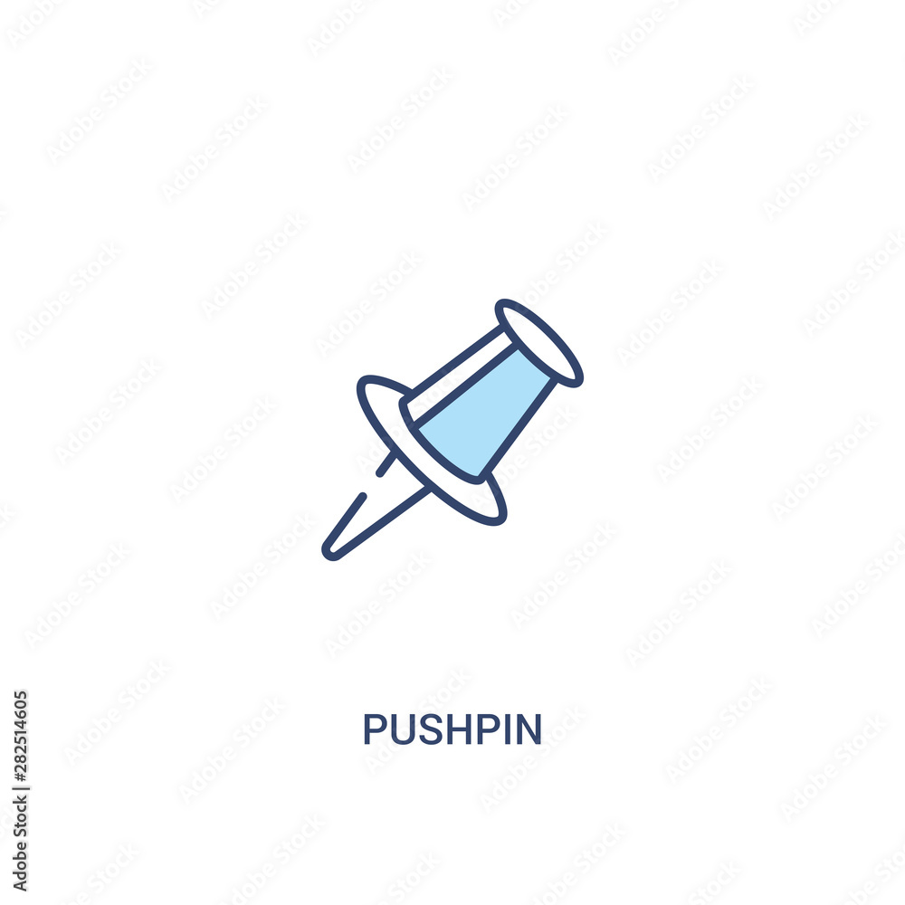 Poster pushpin concept 2 colored icon. simple line element illustration. outline blue pushpin symbol. can b