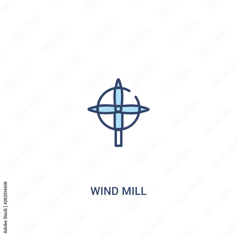 Poster wind mill concept 2 colored icon. simple line element illustration. outline blue wind mill symbol. c