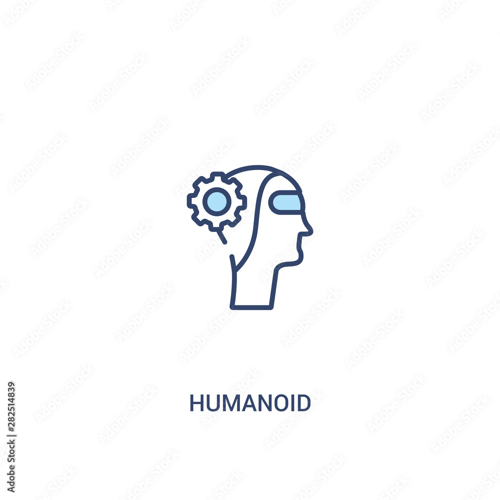 Poster humanoid concept 2 colored icon. simple line element illustration. outline blue humanoid symbol. can