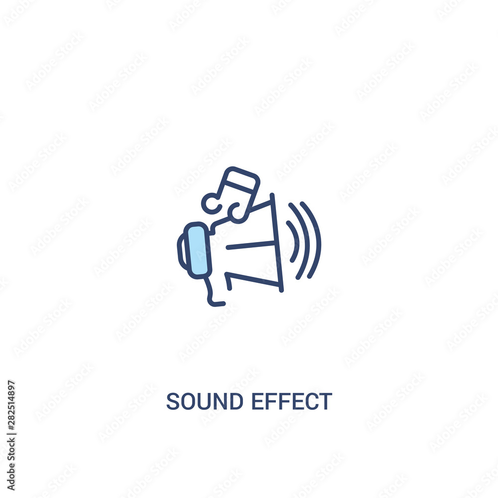 Poster sound effect concept 2 colored icon. simple line element illustration. outline blue sound effect sym