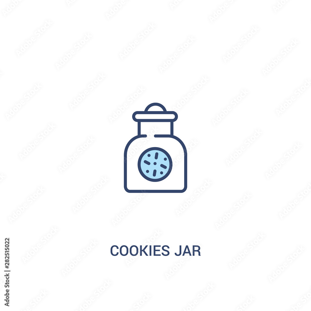 Poster cookies jar concept 2 colored icon. simple line element illustration. outline blue cookies jar symbo