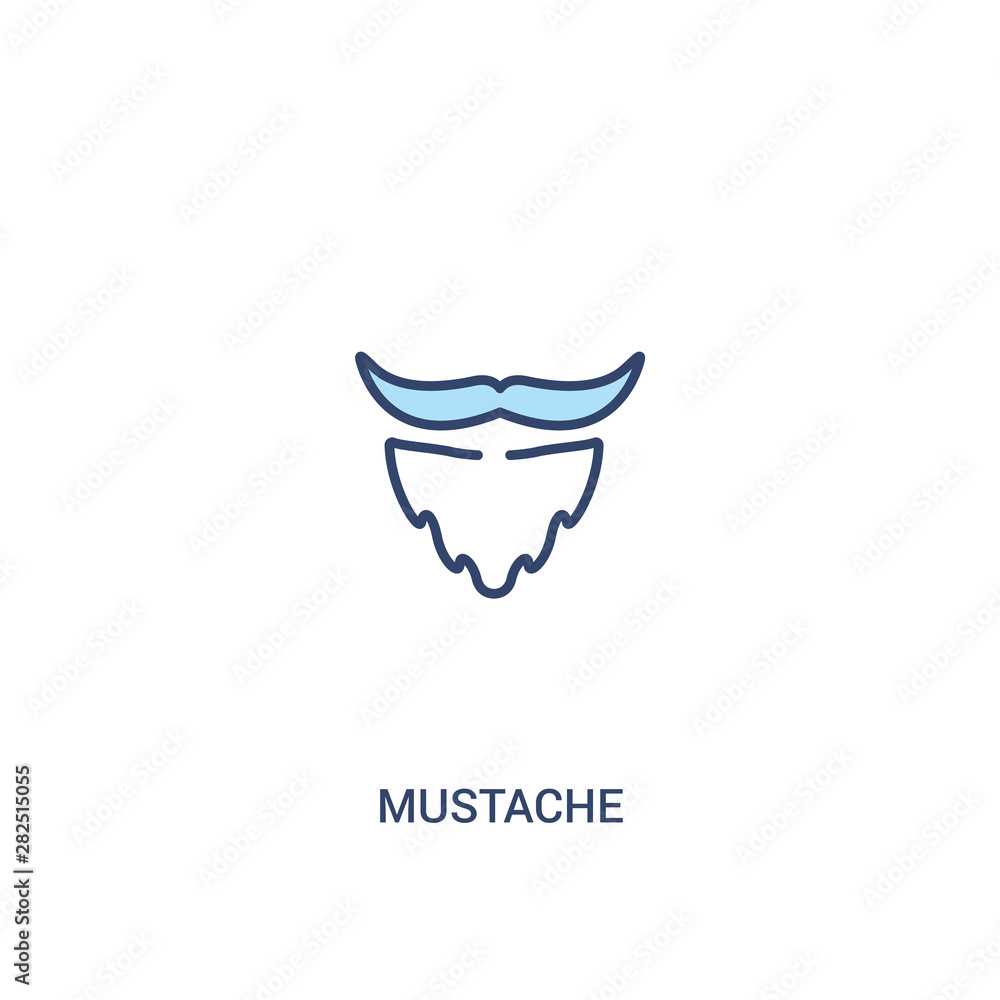 Poster mustache concept 2 colored icon. simple line element illustration. outline blue mustache symbol. can