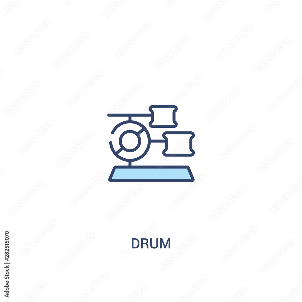 Poster drum concept 2 colored icon. simple line element illustration. outline blue drum symbol. can be used