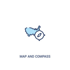 map and compass concept 2 colored icon. simple line element illustration. outline blue map and compass symbol. can be used for web and mobile ui/ux.