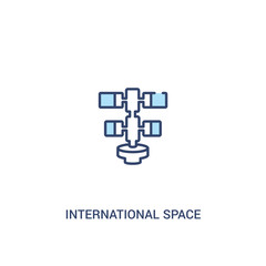 international space station concept 2 colored icon. simple line element illustration. outline blue international space station symbol. can be used for web and mobile ui/ux.