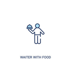 waiter with food tray concept 2 colored icon. simple line element illustration. outline blue waiter with food tray symbol. can be used for web and mobile ui/ux.