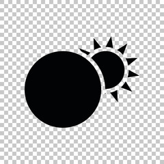 Solar eclipse sign. Black icon on transparent background. Illustration.