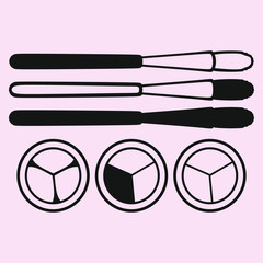 Eye shadow, brush for makeup vector silhouette isolated