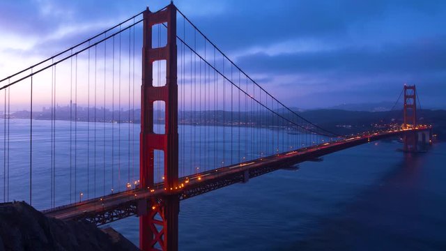 Sunrise time-lapse of the Golden Gate Bridge