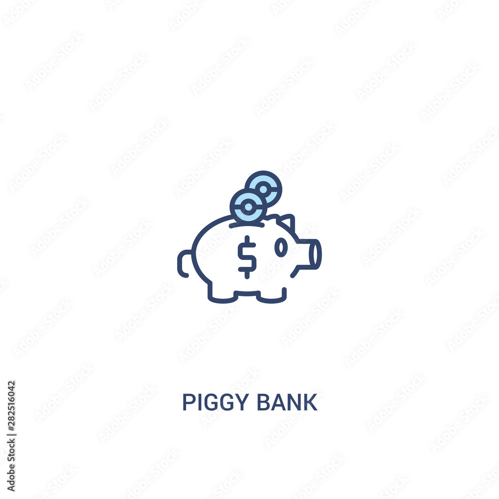 Poster piggy bank concept 2 colored icon. simple line element illustration. outline blue piggy bank symbol.