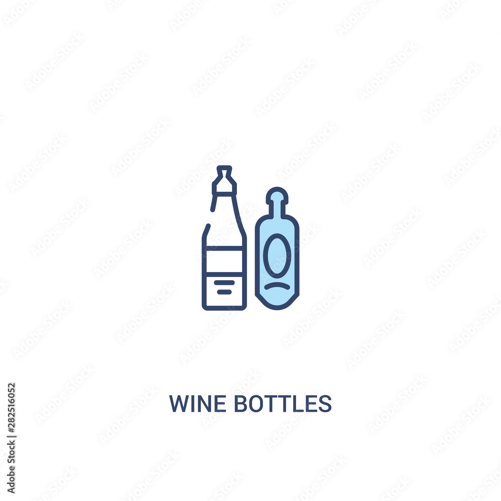 Poster wine bottles concept 2 colored icon. simple line element illustration. outline blue wine bottles sym