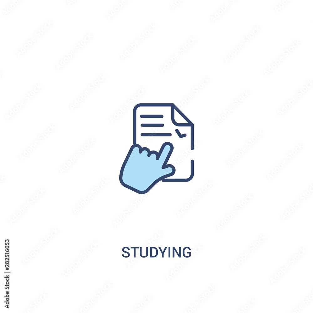 Poster studying concept 2 colored icon. simple line element illustration. outline blue studying symbol. can
