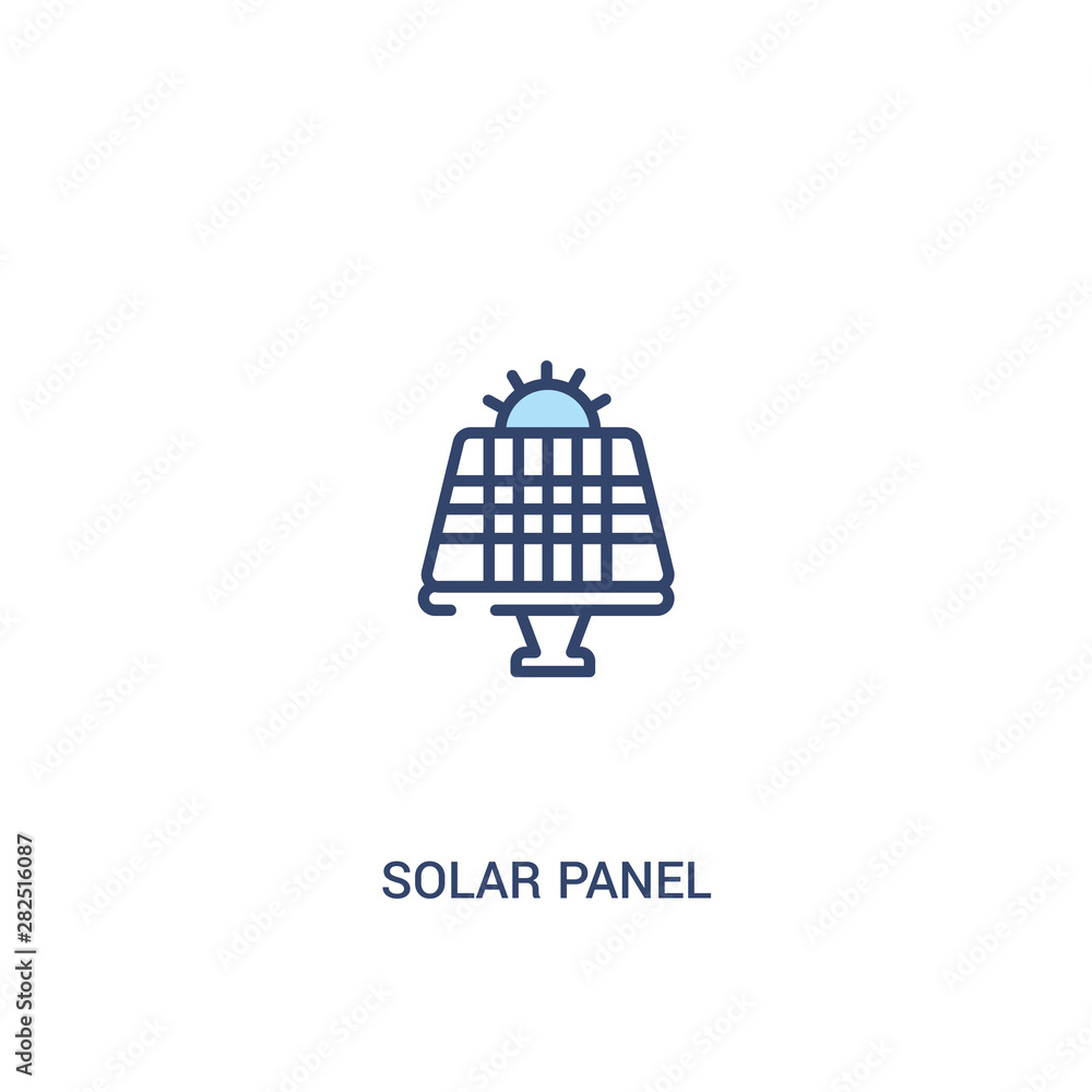 Poster solar panel concept 2 colored icon. simple line element illustration. outline blue solar panel symbo
