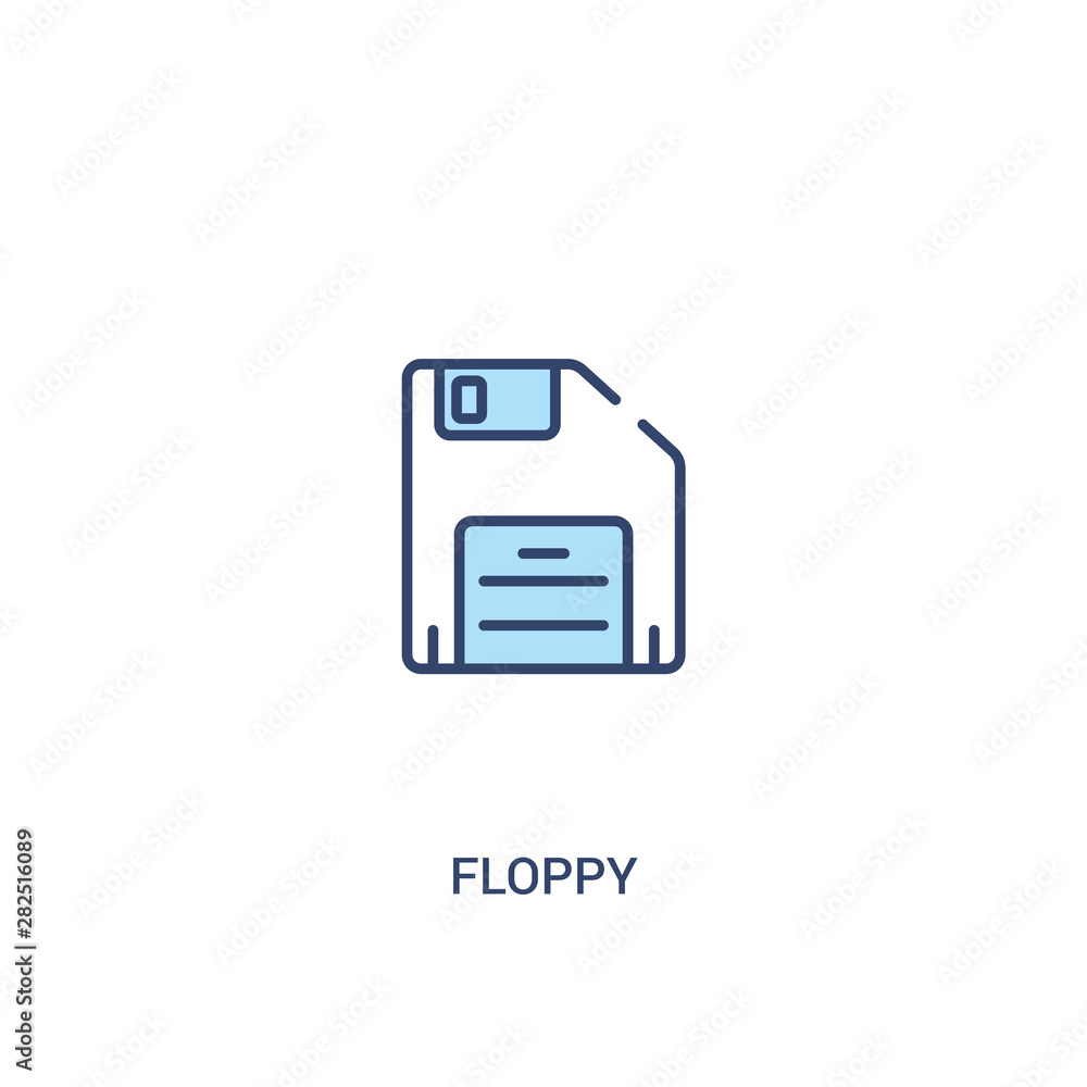 Poster floppy concept 2 colored icon. simple line element illustration. outline blue floppy symbol. can be 