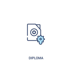 diploma concept 2 colored icon. simple line element illustration. outline blue diploma symbol. can be used for web and mobile ui/ux.
