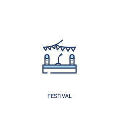 festival concept 2 colored icon. simple line element illustration. outline blue festival symbol. can be used for web and mobile ui/ux.