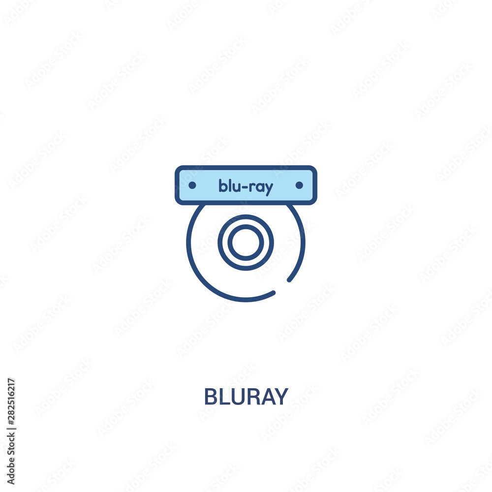 Poster bluray concept 2 colored icon. simple line element illustration. outline blue bluray symbol. can be 