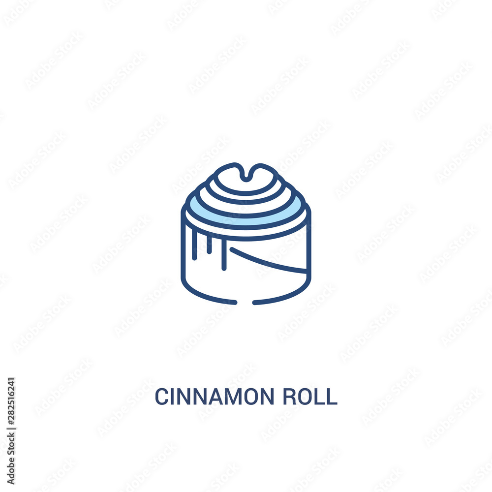 Poster cinnamon roll concept 2 colored icon. simple line element illustration. outline blue cinnamon roll s