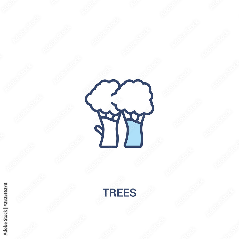 Poster trees concept 2 colored icon. simple line element illustration. outline blue trees symbol. can be us