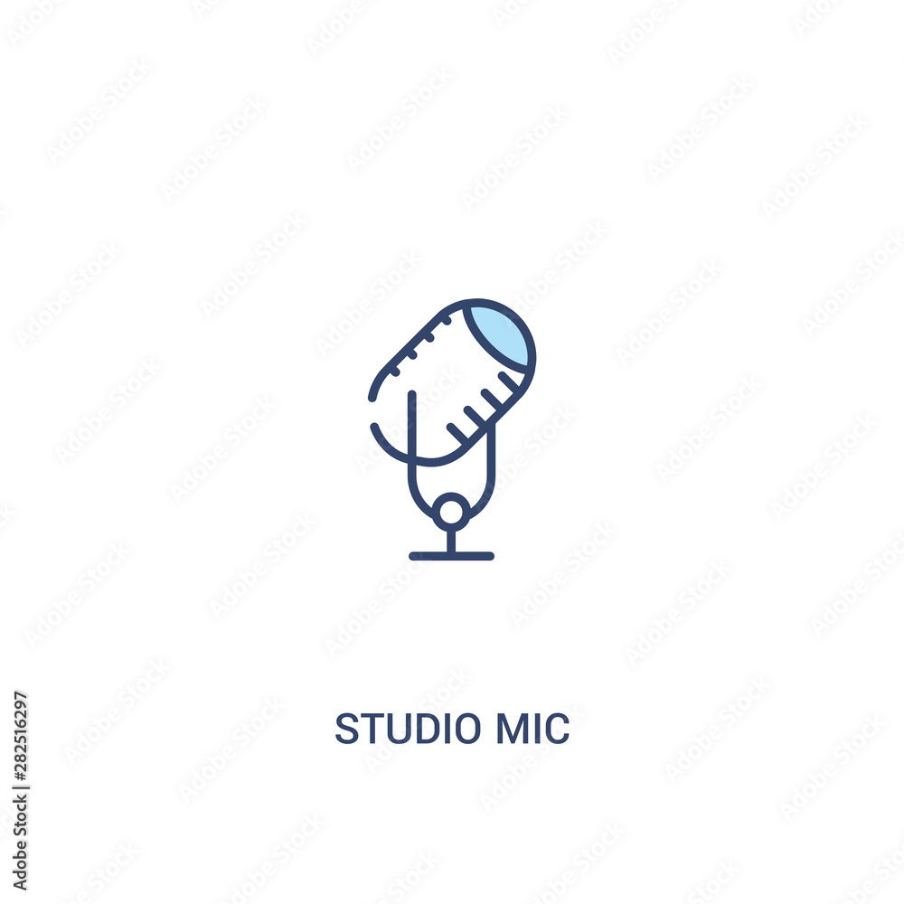 Poster studio mic concept 2 colored icon. simple line element illustration. outline blue studio mic symbol.