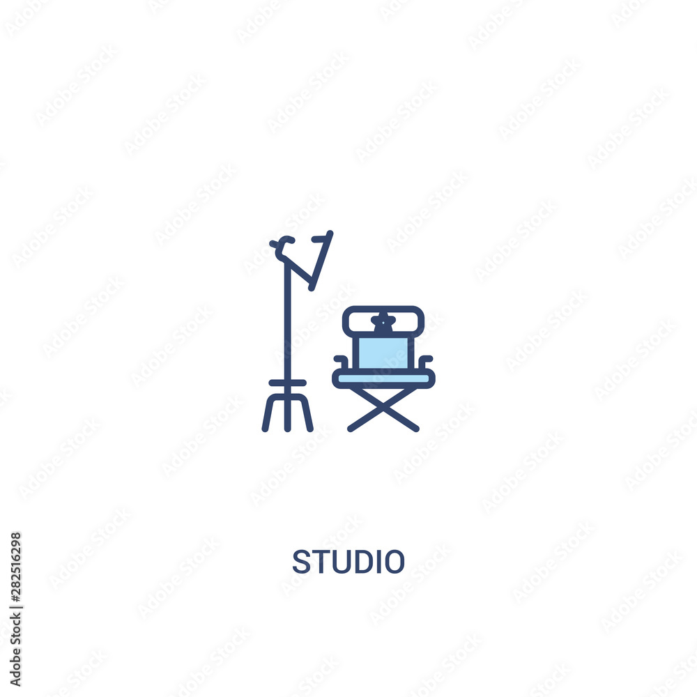 Poster studio concept 2 colored icon. simple line element illustration. outline blue studio symbol. can be 