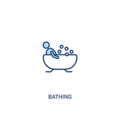 bathing concept 2 colored icon. simple line element illustration. outline blue bathing symbol. can be used for web and mobile ui/ux.