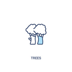 trees concept 2 colored icon. simple line element illustration. outline blue trees symbol. can be used for web and mobile ui/ux.