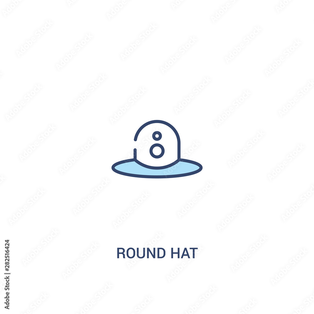 Aufkleber round hat concept 2 colored icon. simple line element illustration. outline blue round hat symbol. c