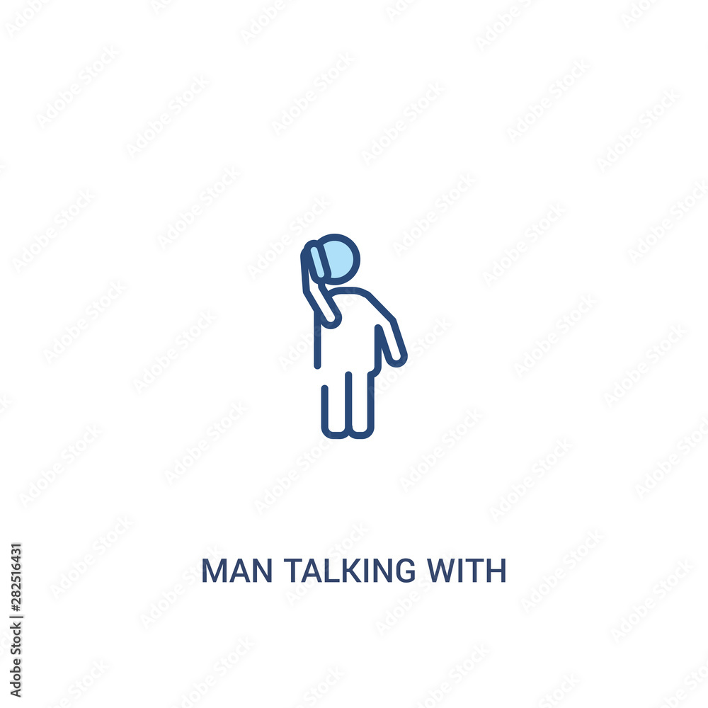 Aufkleber man talking with phone concept 2 colored icon. simple line element illustration. outline blue man ta