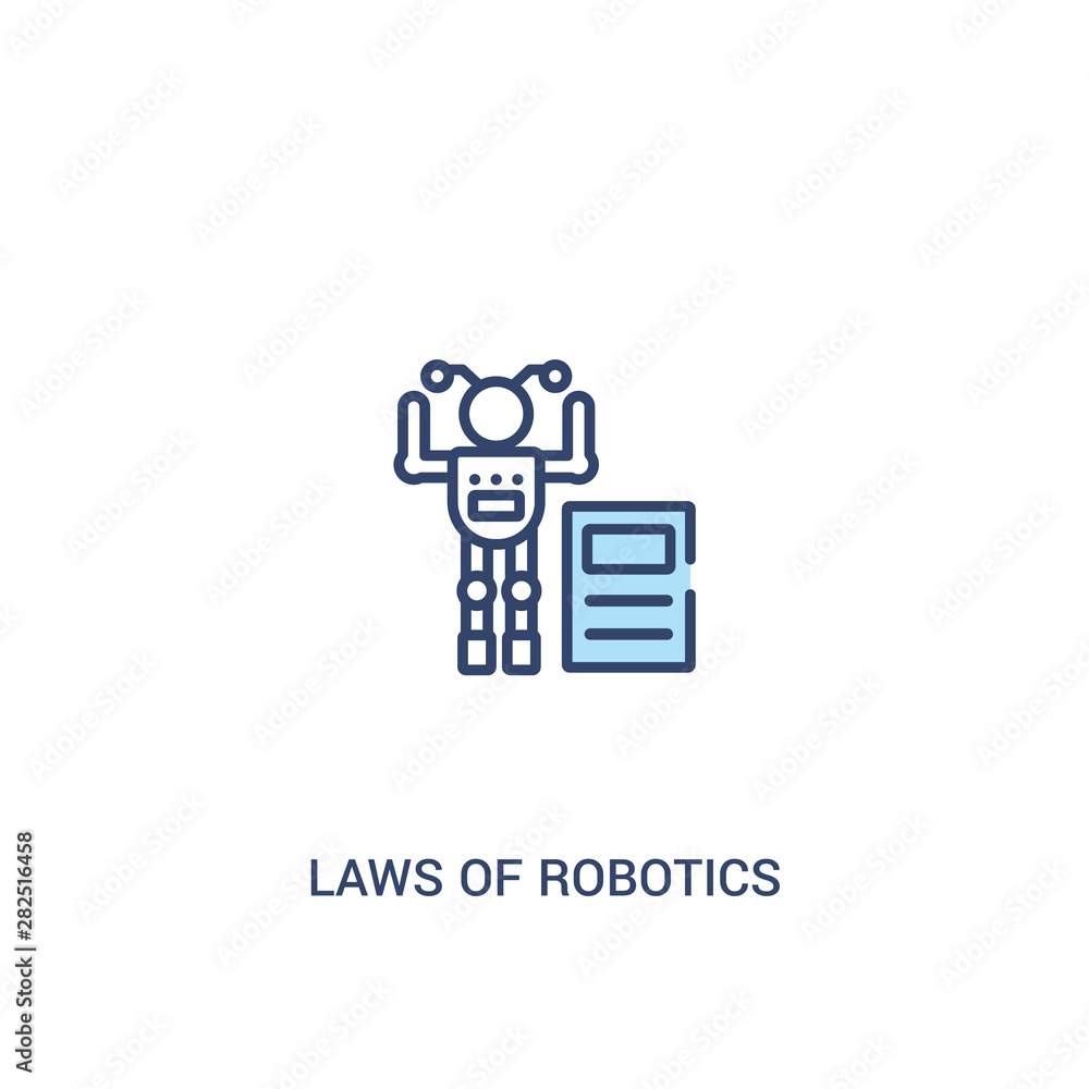 Poster laws of robotics concept 2 colored icon. simple line element illustration. outline blue laws of robo