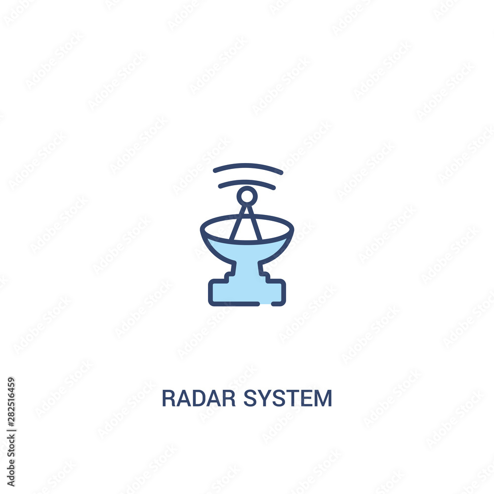 Poster radar system concept 2 colored icon. simple line element illustration. outline blue radar system sym