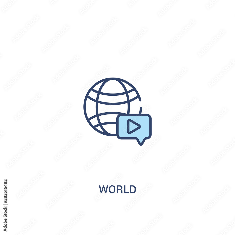 Aufkleber world concept 2 colored icon. simple line element illustration. outline blue world symbol. can be us