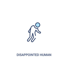disappointed human concept 2 colored icon. simple line element illustration. outline blue disappointed human symbol. can be used for web and mobile ui/ux.