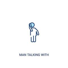 man talking with phone concept 2 colored icon. simple line element illustration. outline blue man talking with phone symbol. can be used for web and mobile ui/ux.