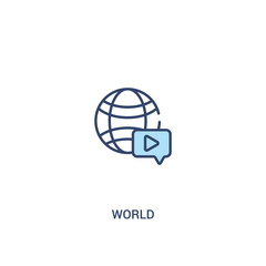 world concept 2 colored icon. simple line element illustration. outline blue world symbol. can be used for web and mobile ui/ux.