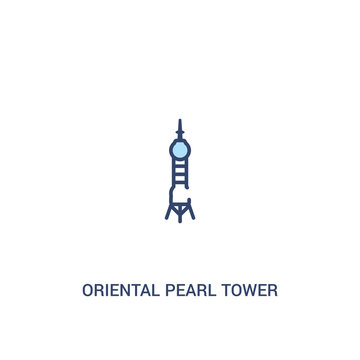 oriental pearl tower concept 2 colored icon. simple line element illustration. outline blue oriental pearl tower symbol. can be used for web and mobile ui/ux.