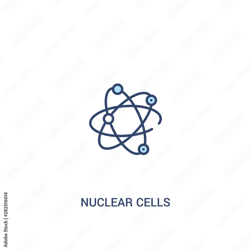 Poster nuclear cells concept 2 colored icon. simple line element illustration. outline blue nuclear cells s
