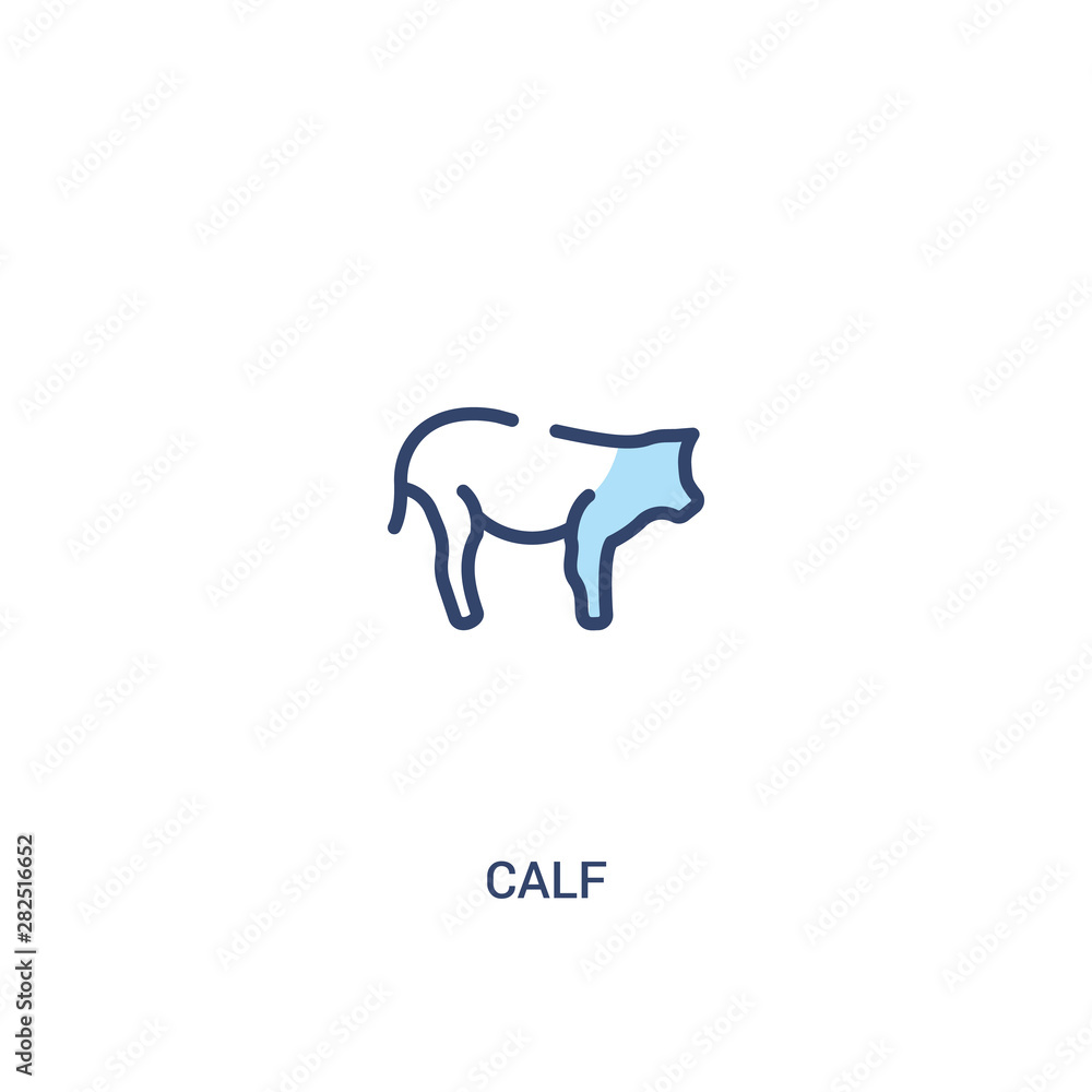 Poster calf concept 2 colored icon. simple line element illustration. outline blue calf symbol. can be used