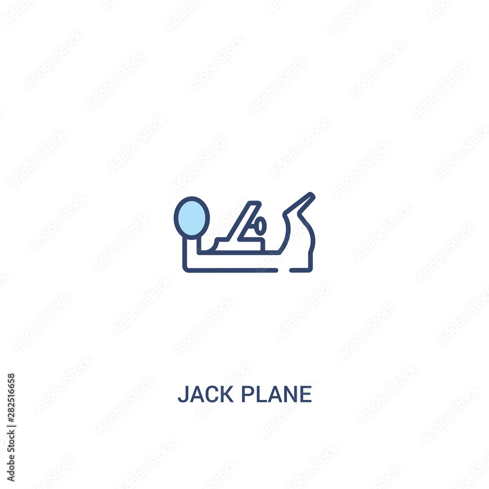 Poster jack plane concept 2 colored icon. simple line element illustration. outline blue jack plane symbol.