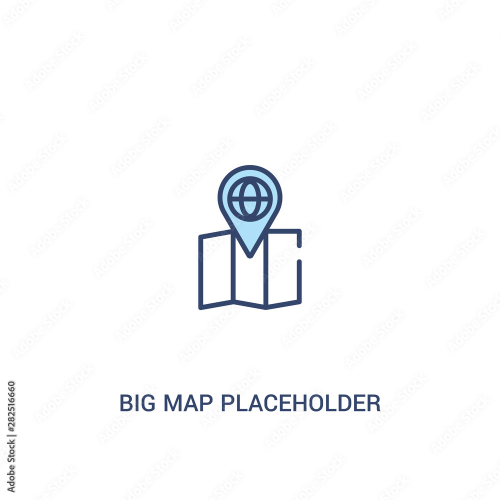 Poster big map placeholder concept 2 colored icon. simple line element illustration. outline blue big map p